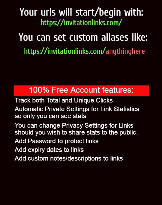 Invite people to your website using with a professional invitation link! Track Unique Clicks